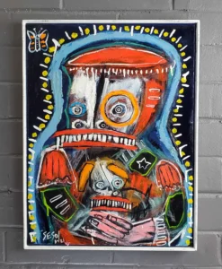 A painting of a man holding a skull.