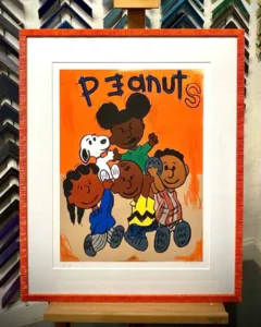 B. Robert Moore, A painting of peanuts characters in a frame.