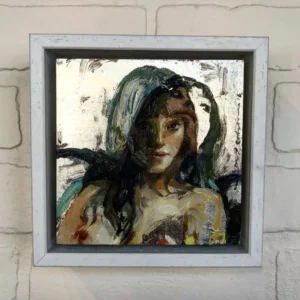 A painting of a woman with long hair