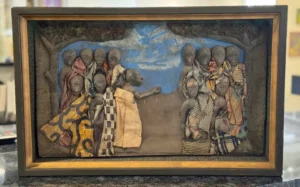 A painting of people in a group.