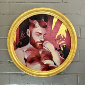 A painting of a man with horns on his head.